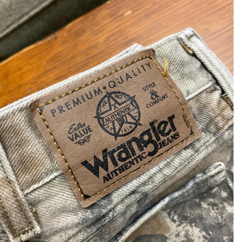 Men's Wrangler Jeans Double Knee Vintage Camo outdoor 38 Mossy Oak Break Canvas image 5