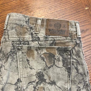 Men's Wrangler Jeans Double Knee Vintage Camo outdoor 38 Mossy Oak Break Canvas image 4