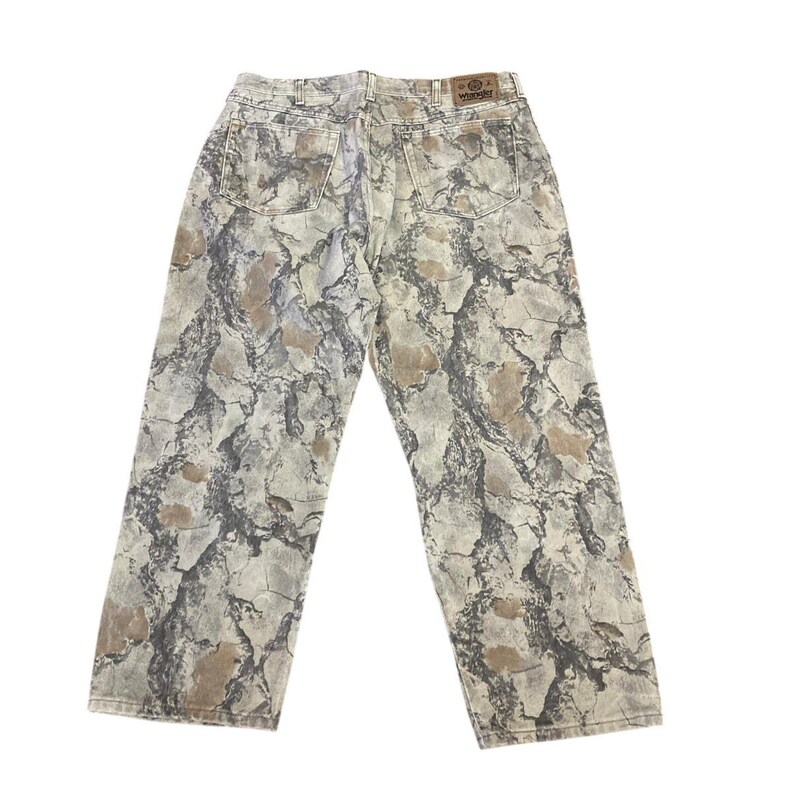Men's Wrangler Jeans Double Knee Vintage Camo outdoor 38 Mossy Oak Break Canvas image 2