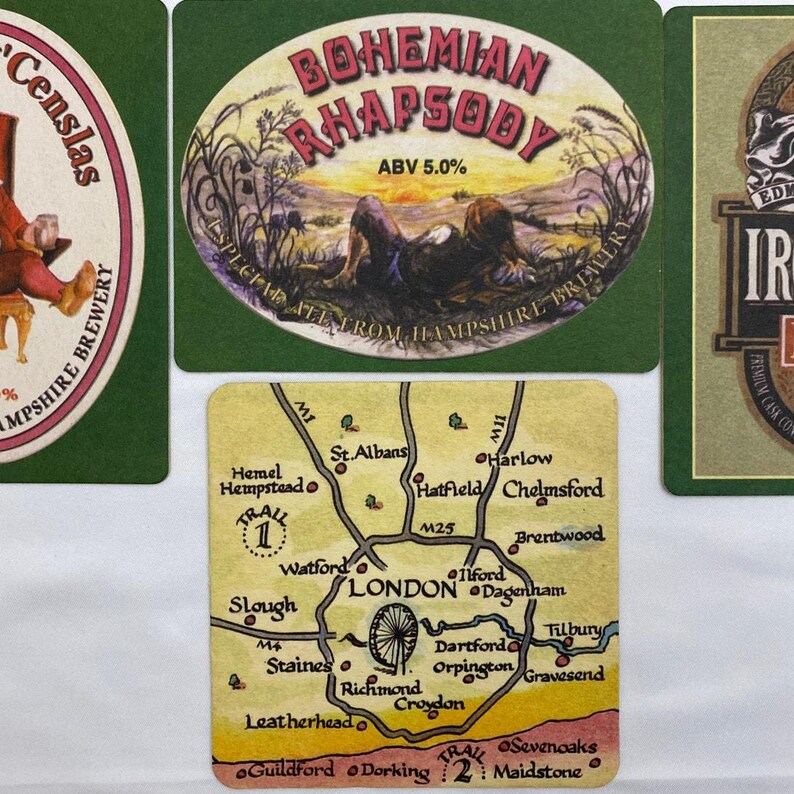 Lot of Beer Mat Coasters United Kingdom 18 BEEFEATER JOHNNIE WALKER Hops Brewery image 7