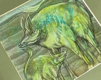 Fantasy Beast Creatures Art Like Father Like Son George McCann Mythical Signed