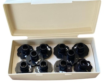 Vintage Montgomery Ward Sewing Cams Set of 10 in Storage Case Stitch Selector