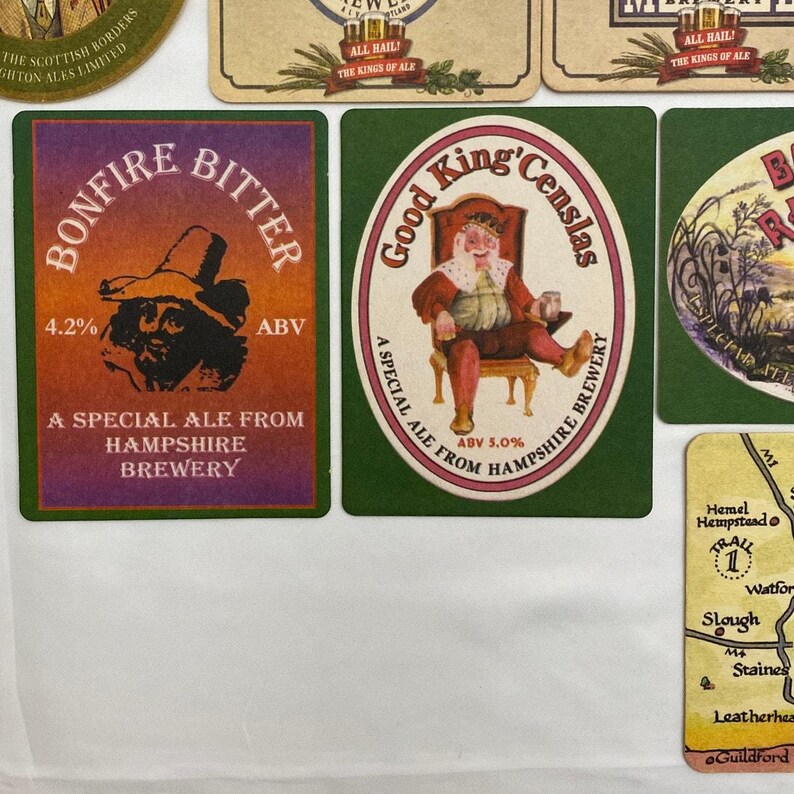 Lot of Beer Mat Coasters United Kingdom 18 BEEFEATER JOHNNIE WALKER Hops Brewery image 6