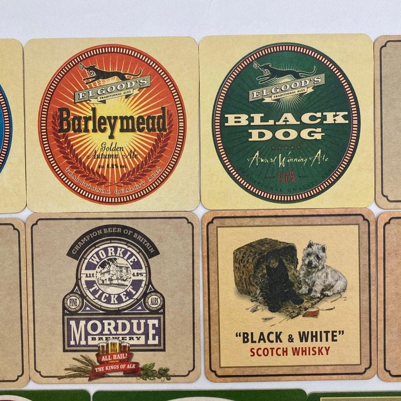 Lot of Beer Mat Coasters United Kingdom 18 BEEFEATER JOHNNIE WALKER Hops Brewery image 4