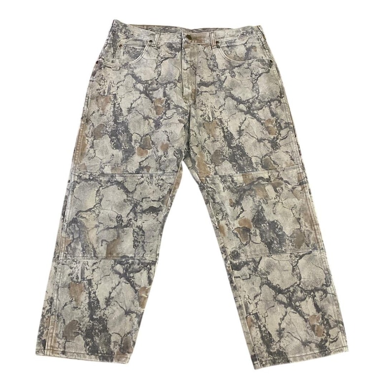 Men's Wrangler Jeans Double Knee Vintage Camo outdoor 38 Mossy Oak Break Canvas image 1