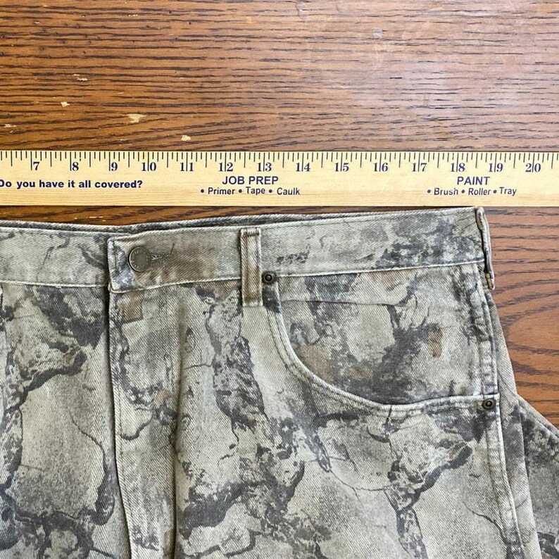 Men's Wrangler Jeans Double Knee Vintage Camo outdoor 38 Mossy Oak Break Canvas image 9