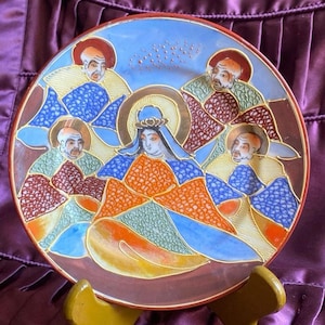VTG Oriental Japanese Satsuma Plate Cloisonne Immortals Satsuma-Ware (Marked)