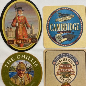 Lot of Beer Mat Coasters United Kingdom 18 BEEFEATER JOHNNIE WALKER Hops Brewery image 3