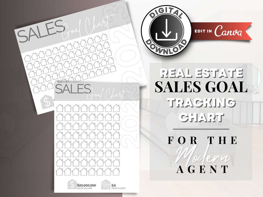 2023 Printable Goal Chart Real Estate Closing Tracker Sales Etsy