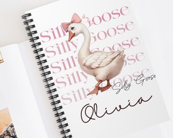 Custom Coquette Bow Notebook, Silly Goose Notebook, Personalized Coquette Ornament, Custom Christmas Journal, Graduation Gift, Silly Goose