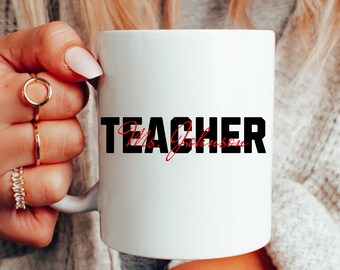 Personalized Teacher Gift, Teacher Appreciation Gift, Gift For Teacher, Personalized Floral Books Mug, Thank You Teacher Gift, Custom Mugs,