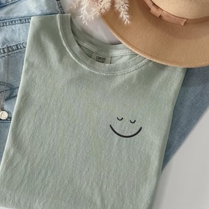 Custom Embroidery Shirt, Embroidered Tshirt, Motivational Unisex Shirt, Happy Face Shirts, Funny Graphic Tees, Gift For Her, Gift for Him