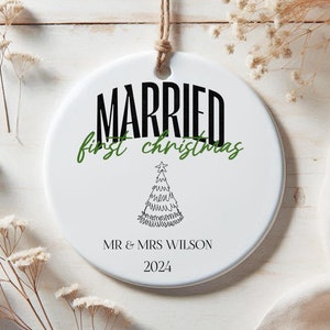 Personalized Christmas Ornament, First Christmas Married Ornament, Married Ornament 2024, Wedding Gift For Couple, Christmas Keepsake