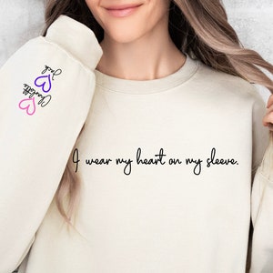 Christmas Sweatshirt For New Mom, Mothers Day Sweatshirt, Christmas Sweatshirt for Mom, Personalized Mom Sweatshirt, Heart on Sleeve Shirt