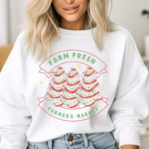 Christmas Cake Sweatshirt, Holiday Sweatshirt, Farm Fresh Truck, Funny Christmas, Womens Christmas, Christmas Shirt, Santa Shirt
