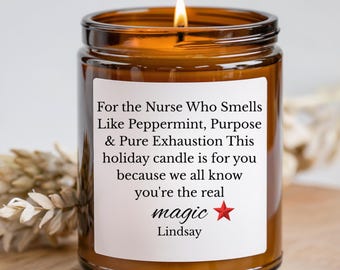 Funny Christmas Candles, Coworker Gift, Gift For Nurse Practitioner, Personalized Candles, Gift for Nurse, New Nurse Gift, RN Christmas Gift