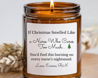 Funny Christmas Candles, Coworker Gift, Gift For Nurse Practitioner, Personalized Candles, Gift for Nurse, New Nurse Gift, RN Christmas Gift