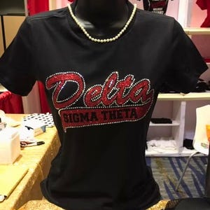 Delta Sigma Theta Rhinestone Outline - Black