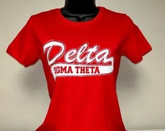 Delta Sigma Theta Rhinestone Outline - Red