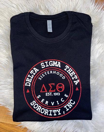 Delta Sigma Theta Circle Glitter Shirt - Black