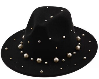 Black Fedora With Pearls