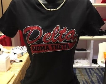 Delta Sigma Theta Rhinestone Outline - Black