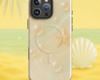 Coastal Pearl Swirl MagSafe iPhone Case – Glossy Seafoam, Star Accents
