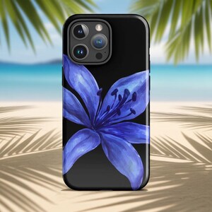Navy & Black Tiger Lily iPhone Hülle – Bold Floral Y2K Cover für iPhone 11 12 13 14 15 16 Pro Max Plus Mini