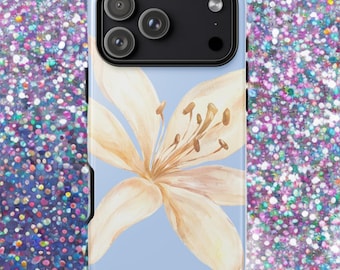 Lilly Phone Case Blue, Lilies, iPhone 16 Case, iPhone 14, iPhone