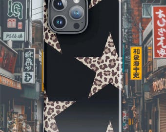 Black Leopard Star iPhone Case—Y2K Cheetah Print Aesthetic, Trendy It Girl Phone Case for iPhone 11 12 13 14 15 16 Pro Max