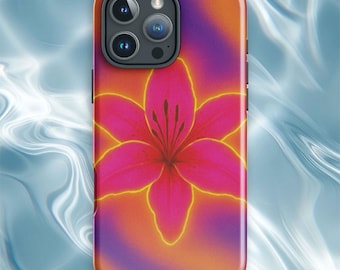 Neon Tiger Lily iPhone Case Bold Floral Y2K Cover