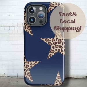 Navy Leopard Star iPhone Case – Bold Grunge Y2K Aesthetic