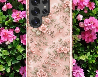 Capa Blush Bloom para Samsung, rosa coquete, floral, romântica.