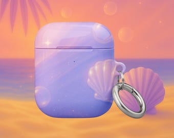 Mermaidcore AirPods Case: Purple Seashell Y2K Cover with Clip