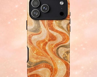 Capa para iPhone Laranja com Glitter Retrô Glamour Y2K — Solar Silk