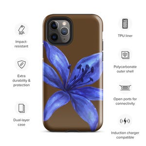 Navy Blue tiger lily phone case