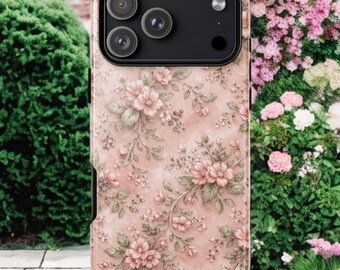 Capa para iPhone Pink Coquette Floral – Estampa Vintage de Jardim, Capa Romântica para Celular
