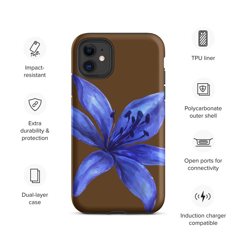 Navy Blue tiger lily phone case
