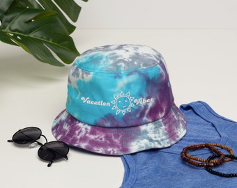 Vacation Vibes Tie Dye Bucket Hat | Bucket hat for vacation | Embroidered Tie Dye Bucket Hat