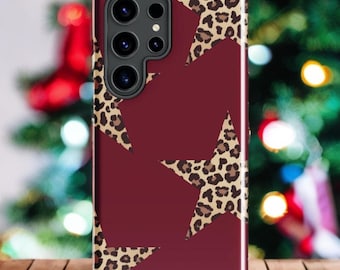 Custodia Samsung con stampa leopardata bordeaux e motivo ghepardo Y2K