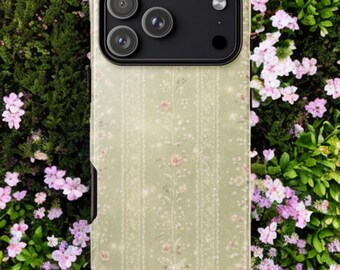Capa para iPhone Sage Green Coquette com Renda Romântica — Heirloom Vine