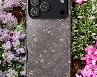 Capa para iPhone Coquette com detalhe de flor romântica em renda cinza — Flint Veil