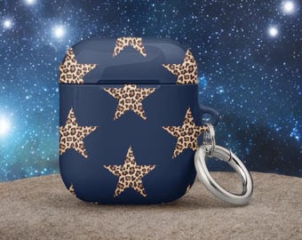 Navy blue cheetah stars y2k airpod case trendy it girl cute aesthetic y2k downtown girl airpod gen 1 2 3 pro 1 2