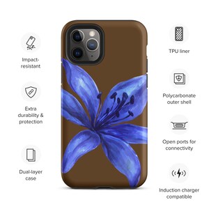 Navy Blue tiger lily phone case