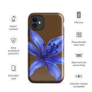 Navy Blue tiger lily phone case