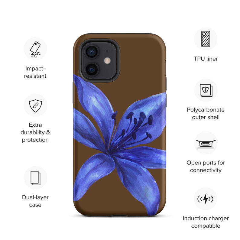 Navy Blue tiger lily phone case