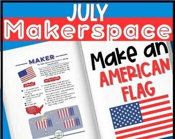 Make an American Flag Learning Activity, July Teaching Resources, 4th of July Art, STEM Learning Activities Grade 1st-3rd, Hands on Learning