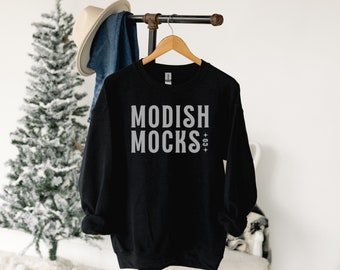 Gildan 18000 Maqueta / Gildan Sudadera Negra Maqueta / Maqueta de Navidad / Maqueta de sudadera negra de Navidad / Maqueta colgante / Maqueta digital