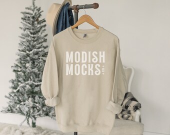 Gildan 18000 Maqueta / Maqueta de sudadera de arena de Gildan / Maqueta de Navidad / Maqueta de sudadera de Navidad de arena / Maqueta colgante / Maqueta digital