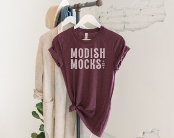 Bella Canvas 3001 Maqueta/ Bella Canvas Maroon Camisa Maqueta / Maqueta de camiseta colgante/ Heather Maroon 3001/ Maqueta de camiseta atada/ Camisa de otoño